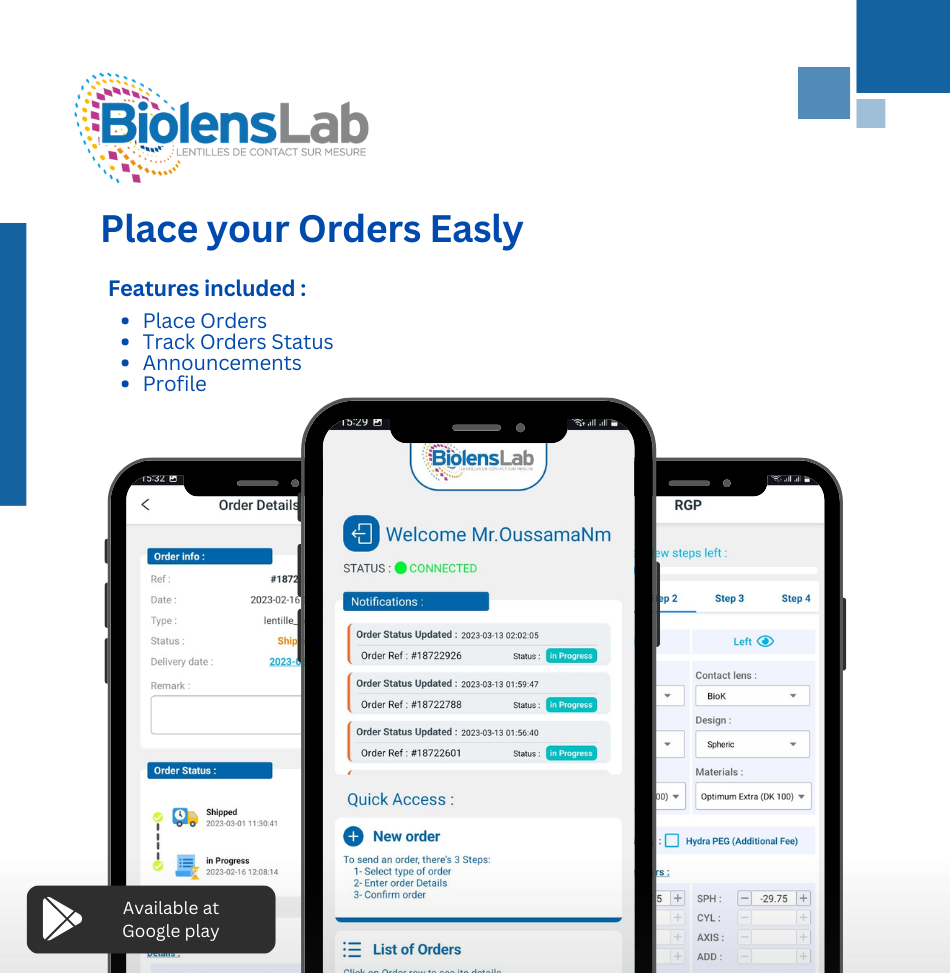 Biolens Order (Mobile App)